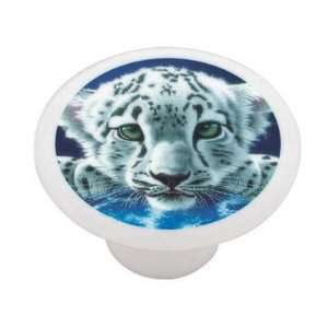  Baby White Tiger Decorative High Gloss Ceramic Drawer Knob 