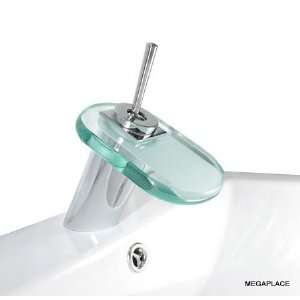 BathApp New Bathroom Waterfall Chrome Glass Vessel Sink Faucet (Model 