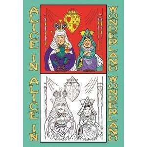  Vintage Art Alice in Wonderland King and Queen of Hearts 