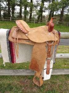   Seat Used Roughout & Leather Spot Tooled Leather Western Saddle  