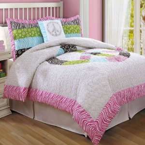  Peace Sign Patchwork Twin Comforter With Sham