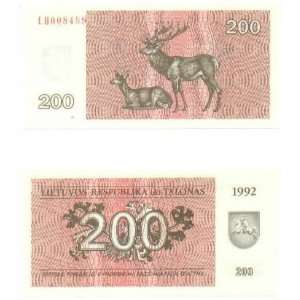  Lithuania 1992 200 Talonu, Pick 43a 