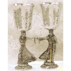 Arthur and Guinevere Pewter Goblets 