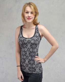 ECO FRIENDLY ORGANIC COTTON Threads For Thought Lace Tank Black XS S M 