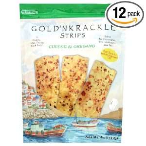 Gold N Krackle Pita Crisps Cheese & Oregeno, 4 Ounce (Pack of 12 