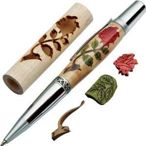   Woodturners Red Rose Laser Cut Inlay Pen Kit Blank
