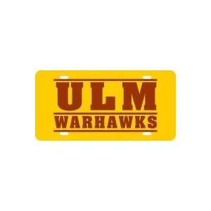   License Plate   BAR SERIES ULM WARHAWKS GOLD/GARNET