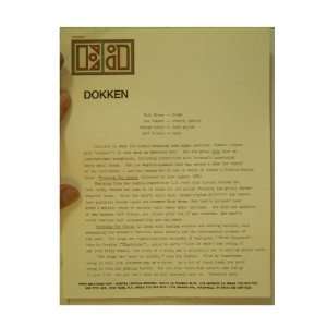  Dokken Press Kit Information Breaking The Chains 