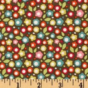 44 Wide Alphabet Soup Girl Floral Mocha Fabric By The 