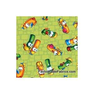  Veggie Tales Character Toss on Lime by Quilting Treasures 