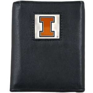   Illini Black Tri Fold Leather Executive Wallet
