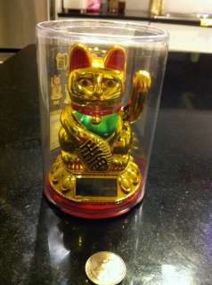 Japanese Waving Lucky Cat  (Solar Powered Batteries Not Required 