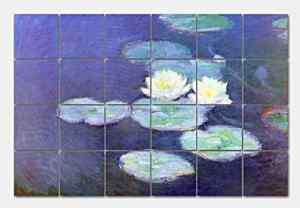 MONET/WATER LILIES Ceramic Tile Mural 48x32  