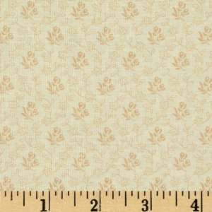  44 Wide Tone On Tone Rosebuds Cream Fabric By The Yard 