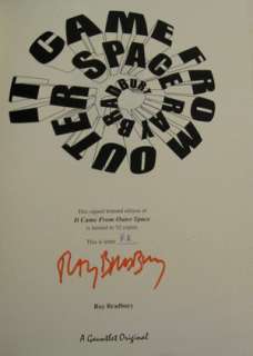 RAY BRADBURY   It Came From Outer Space SIGNED LETTERED  