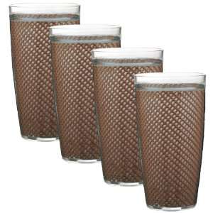  Fishnet 24 Oz Walnut Doublewall Drinkware Set/4 Kitchen 