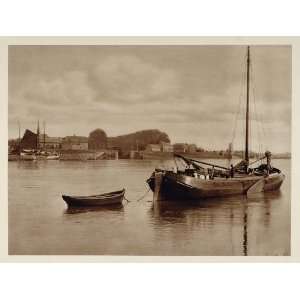  c1930 Boat Lek River Vreeswijk Holland Photogravure 