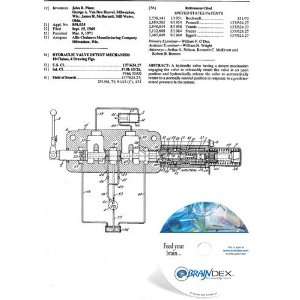    NEW Patent CD for HYDRAULIC VALVE DETENT MECHANISM 