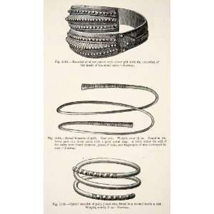  1889 Wood Engraving Bracelet Gilt Silver Gold Mound Cist 