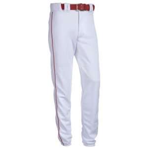 Relaxed Long 17 Oz. Piped Polyester Baseball Pants 52 WHITE/SCARLET 28 