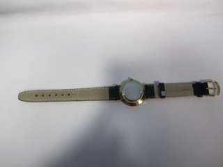   Museum Swiss Gold Tone w/ Black Leather Band 87 33 882 Watch  