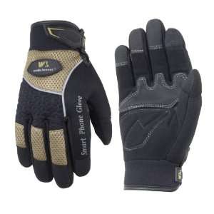   7649L Smart Phone Glove Work Gloves, Black, Large
