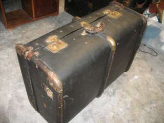   ENGLISH Suitcase Oak Straps Wardrobe Vintage Steamer Trunk 1910S