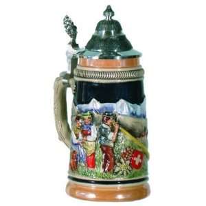  Swiss Alpine Horn Blower German Beer Stein 0.25 Liter 
