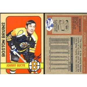 Johnny Bucyk Boston Bruins Autographed 1972 Topps Card 60 Vintage Rare 