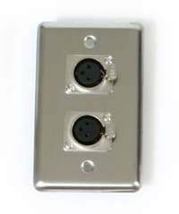 Qty of 4 Stainless Steel duplex wall plate w 2 XLR jack  