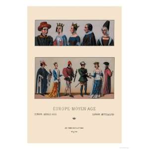  Civil Costumes of the French Nobility, 1364 1461 Giclee 