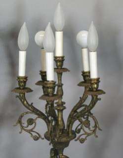 31 Pair of French Empire Style Electrified Candelabra Marble & Brass 