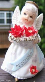   DECEMBER ANGEL Of The Month Figurine 3332 JAPAN Bisque Porcelain