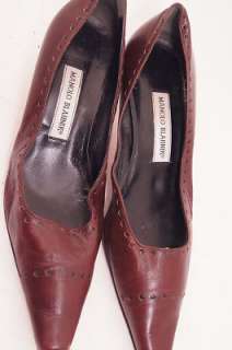 Manolo Blahnik 38.5 Burgundy Leather 8.5 Womens Shoes  