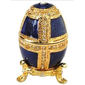 Blue gold Royal Faberge Egg Enameled sculpture (The Digital Angel 