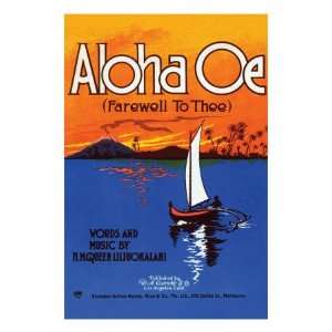  Aloha Oe (Farewell To Thee) Premium Poster Print, 18x24 