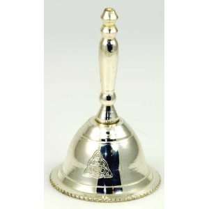 Silver Plated Altar Bell with Triquetra and Celtic Knotwork Design 