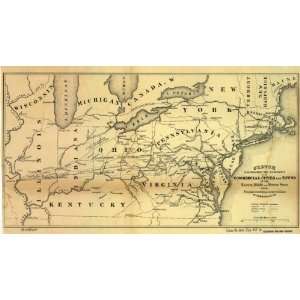    1850 Railroad map of U.S. between Maine & Virginia