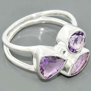Unique Natural Amethyst Gemstone Solid 925 Sterling Silver Ring Size 7 
