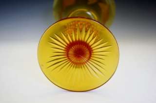 FINE C1930s PAIRPOINT LARGE AMBER GLASS CONTROLLED BUBBLE & ACID 