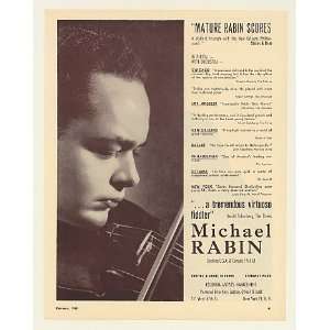  1960 Violinist Michael Rabin Photo Booking Print Ad (Music 