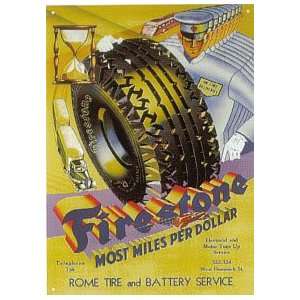 Firestone Tyres Steel Metal Sign 