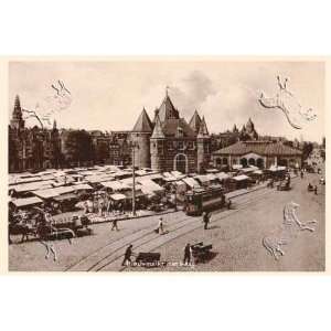  Nieuwmarkt met Waag by unknown. Size 26.50 X 17.75 Art 