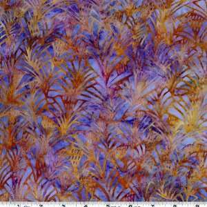  45 Wide Bali Rayon Batik Feather Leaf Wisteria Fabric By 