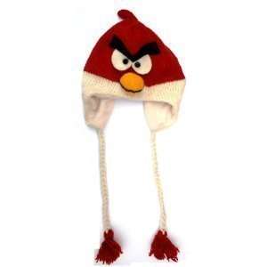   Wool Winter Bird Hat with Ear Flaps W Mad Angry Face 