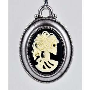  Goth Antique Dead Girl Skeleton Cameo Necklace Jewelry 