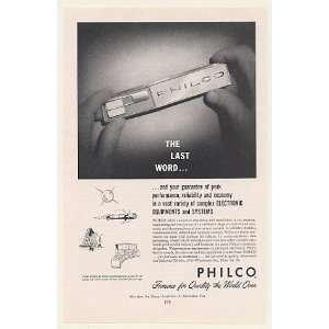  1959 Philco Nameplate Last Word Electronic Defense Systems 