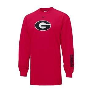  Nike Georgia Bulldogs Red Classic Logo Long Sleeve T shirt 