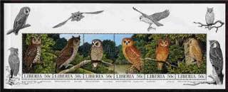 LIBERIA #1277 MINT NH OWLS SOUVENIR SHEET 1997  