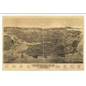 Historic Victoria, British Colombia, Canada, c. 1889 (L) Panoramic Map 